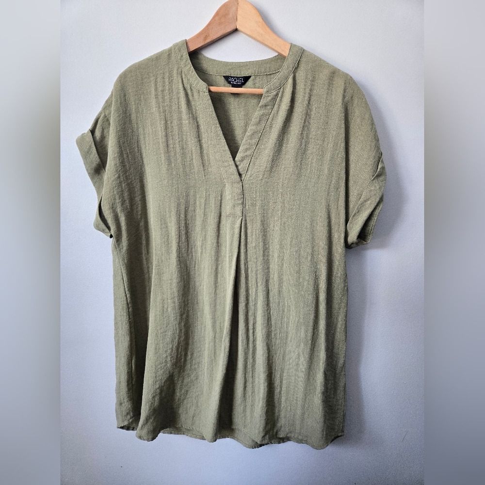 RACHEL ROY Olive Green Rayon Blend Top